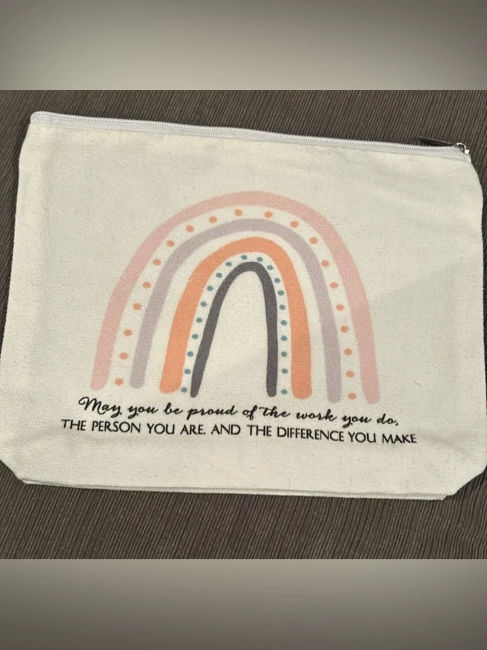 Inspirational Rainbow Canvas Cosmetic Bag Pouch NWOT